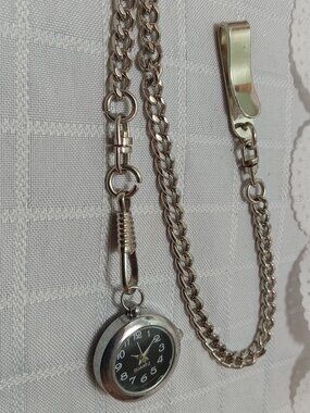 Vintage Quartz pocket watch with a chain and a clip